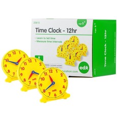 EDX Education Geared Student 12-Hour Clock: 6 Pieces