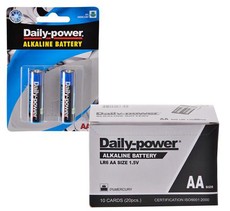 Bulk Pack 10 X Daily-Power Alkaline Battery Size AA, Card of 2