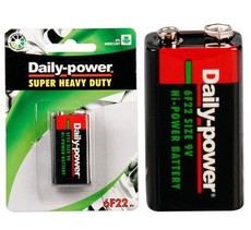 Bulk Pack 12 X Daily-Power Super Heavy Duty Battery 9 Volt Card 1