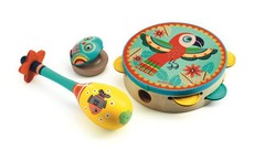 Djeco Set Of 3 Musical Instruments Tambourine, Maracas, Castanet