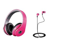 Volkano Dual Neo Headphone & Earphone Combo - Pink