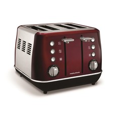Morphy Richards - Toaster 4 Slice Stainless Steel Red - 1800W "Evoke"