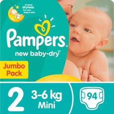 Pampers New Baby Dry - Size 2 Jumbo Pack - 94 Nappies