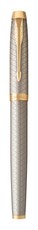 Parker: IM Premium Warm Silver Gold Trim Rollerball Pen - Fine Nib (Black Ink)