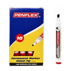 Penflex PM 15 Permanent Markers Chisel Tip Box-10 Red