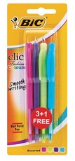 BIC Clic Medium Ballpoint Pens - Fashion Colours (Blister of 4)