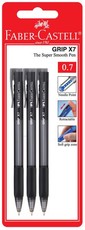 Faber-Castell Grip X7 0.7mm Ballpoint Pens - Black (Blister of 3)