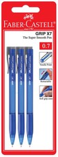 Faber-Castell Grip X7 0.7mm Ballpoint Pens - Blue (Blister of 3)