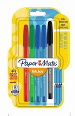 Paper Mate Inkjoy 100 Capped Ballpoint Pens - Assorted Std (Carded 4+1)