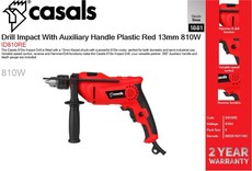 Casals Drill Impact With Auxiliary Handle Plastic Red 13mm 810W