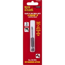 Tork Craft Glass & Tile Drill 3mm 4 Flute With Hex Shank