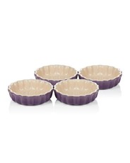 Le Creuset Set of 4 Mini Fluted Flan Dishes - Ultra Violet (Size: 11cm)