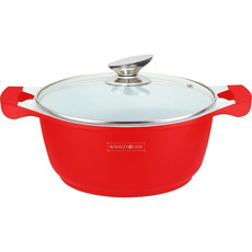 Royalty Line 28cm Ceramic Coating Casserole with Lid - Red