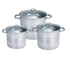 Royalty Line 6-Piece Stainless Steel Inox Stock Pot Set with Glass Lids
