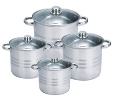 Royalty Line 8-Piece Stainless Steel Induction Bottom Stock Pot Set With Glass Lid