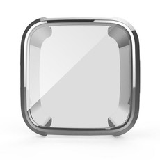 Protective Case and Screen Protector for Fitbit Versa - Silver