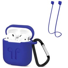 Protective Case & Anti-Loss Strap Compatible with Apple AirPods - Blue