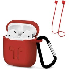 Protective Case & Anti-Loss Strap Compatible with Apple AirPods - Red