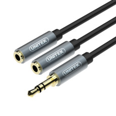 Unitek 0.2M 3.5Mm Aux Cable M To 2X F (Y-C956Abk)