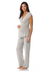 Absolute Maternity Crossover Long Pyjamas - Melange