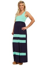 Absolute Maternity Summer Striped Maxi Dress - Navy & Mint
