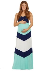 Absolute Maternity Trinity Summer Maxi Dress - Mint, White & Navy