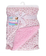 Mink Sherpa Baby Blanket - Leopard Print Pink