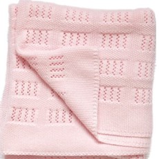 Romy & Rosie Cotton Heirloom Knit Baby Blanket - Pink