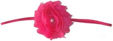 Fine Flower Pearly Headband - Hot Pink