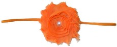 Fine Flower Pearly Headband - Orange