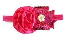 Flower and Sequined Bow Headband for Baby Girls - Fuchsia