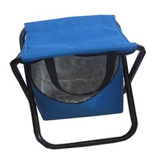 Blue 2-in-1 folding stool with cooler and carry handle (31x24)