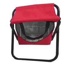 Red 2-in-1 folding stool with cooler and carry handle (31x24)