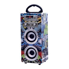 Polaroid Bluetooth Karaoke Beat Box Speakers with FM Radio -Blue Graffiti