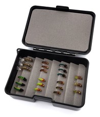 SciFlies Fly Fishing 21 Piece Trout & Bass Wet Flies Caddis Larvae & Fly Box