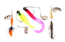 FishX 4-Piece Freshwater / Saltwater Curly Tail Fishing Spinner Lure Kit