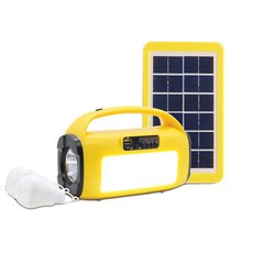 Everlotus 3W solar lighting system with site lamp and torch (Yellow)