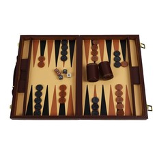 Leatherette Backgammon In Brown Case