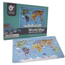 Classic World Jigsaw Puzzle: World Map - 48 Pieces