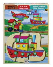 RGS Group Little Movers Wooden Puzzle - 6 X 2-3 Piece Puzzles