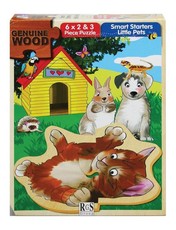 RGS Group Little Pets Wooden Puzzle - 6 X 2-3 Piece Puzzles