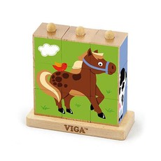 Viga Farm Animals Stacking Cube Puzzle - 9 Piece