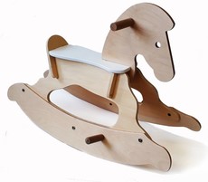 BooToo Rocking Horse Deluxe - Natural Birch and White