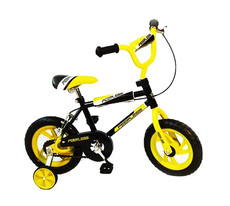 Peerless 12" Kids Bike with Training Wheels - Black & Yellow