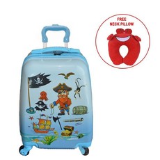 Eco Kids Pirate Design Luggage Bag With Free Crab Neck Pillow