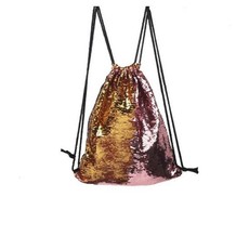 Iconix Two Way Sequin Mermaid Drawstring Bag - Gold/Pink