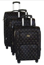 3 Piece Black Eiffel Tower Travel Luggage Bag Set