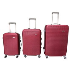 3 Piece Hard Outer Shell Luggage Set - Red