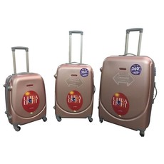 3 Piece Lightweight Luggage Set - Rose Gold
