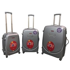 3 Piece Lightweight Luggage Set - Silver